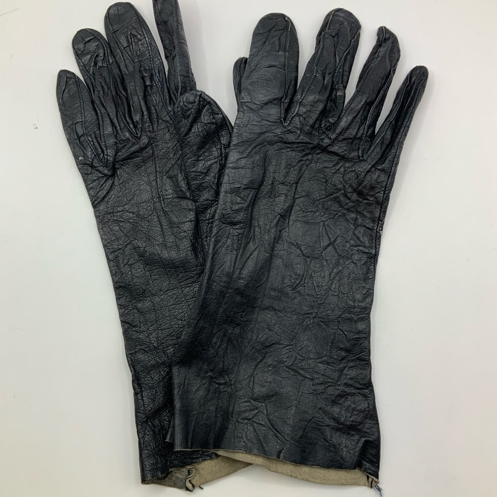 Black Italian Leather Vintage Gloves